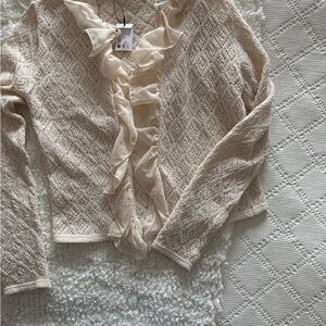 Zara Cream Textured Knit Cardigan